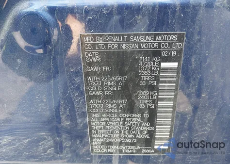 2019 Nissan Rogue Sv z USA, uszkodzony, nr VIN KNMAT2MV0KP539273